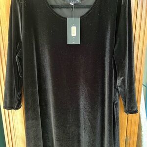 Bryn Walker Women’s Aida Velvet Flare Tunic 3/4” SLV Lagenlook Oversized M NWT